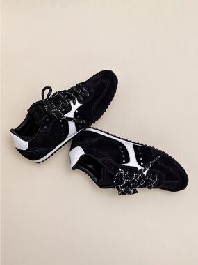 Larroude Stella sneaker in black suede
